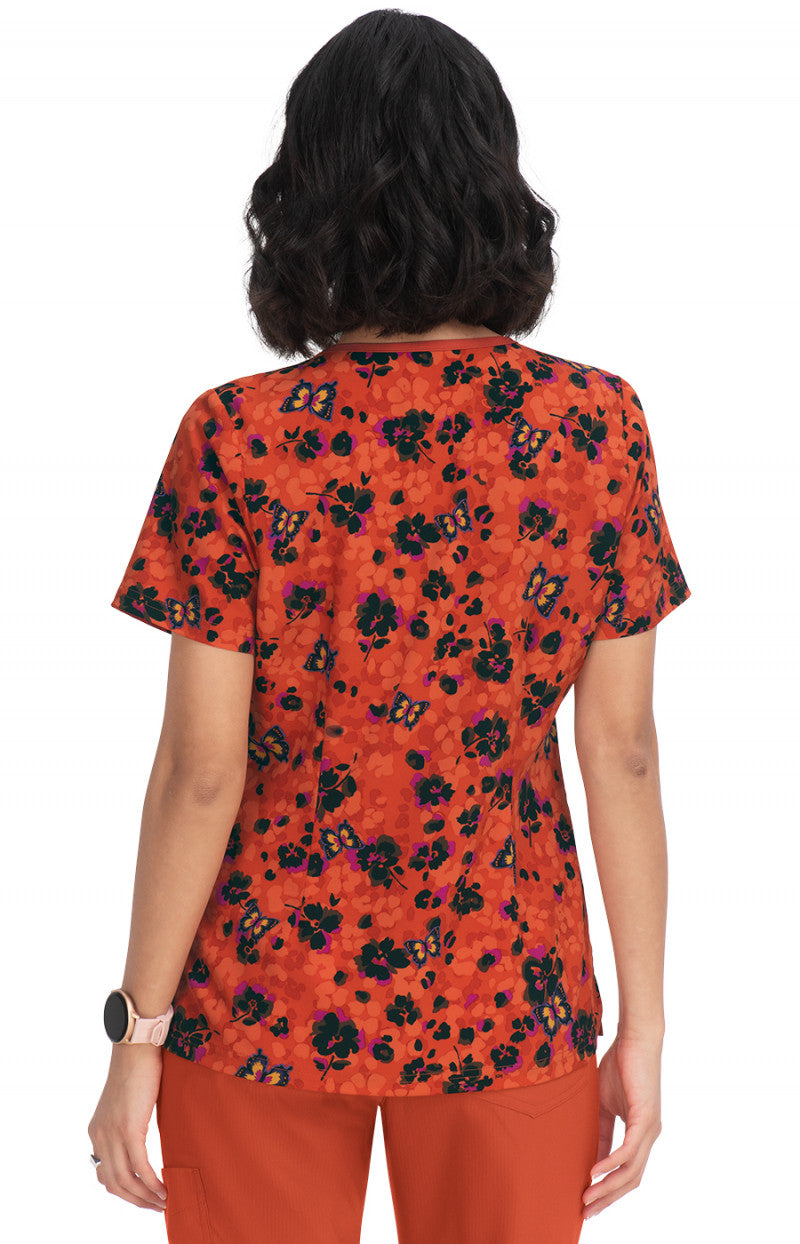 1027PR-LBF  Koi Lola Print Scrub Top - Leopard Butterfly