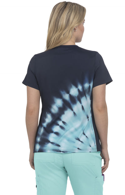 1031PR-TDBM  Koi Cali Print Scrub Top - Tie Dye Burst Fresh Mint