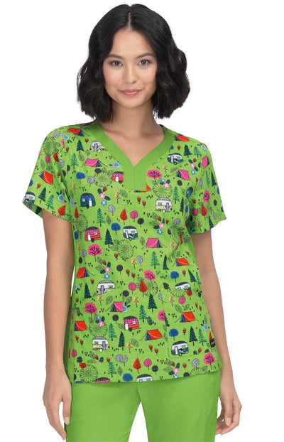 1066PR-CMT Koi Aurora  Print Scrub Top