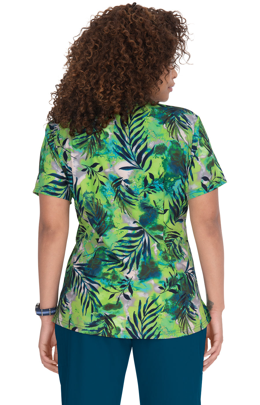 1079PR-BZP  Koi Isla Print Scrub Top - Breezy Palm