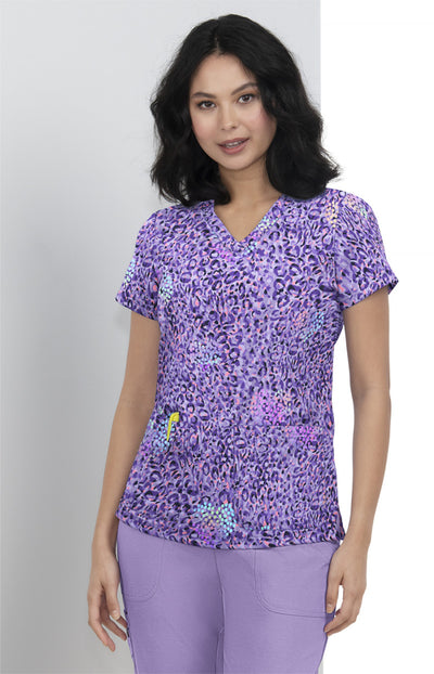 1082PR-LVA Koi Velora Print Scrub Top - Lavender Animal