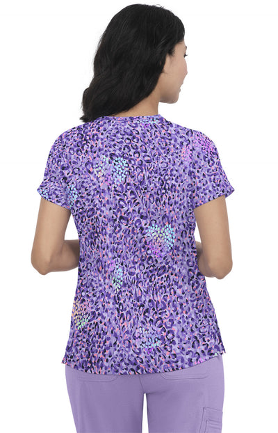 1082PR-LVA Koi Velora Print Scrub Top - Lavender Animal