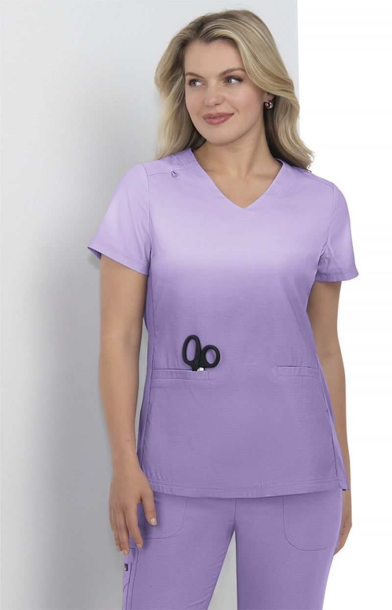 1088PLM-HLO Koi Reclaim Print Scrub Top