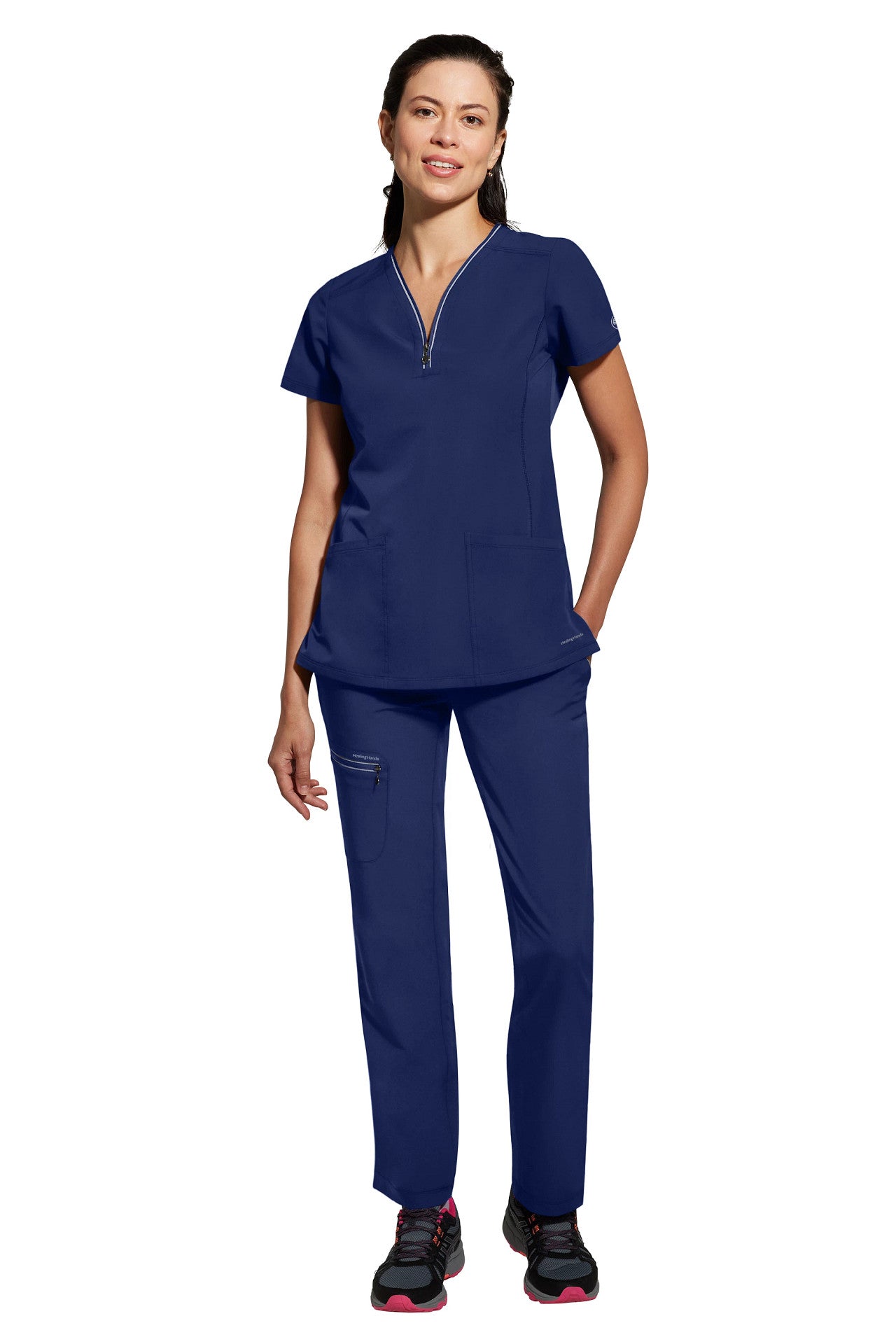 2274 Healing Hands HH360 Sonia Zipper Neckline Scrub Tops (XS - 2XL)