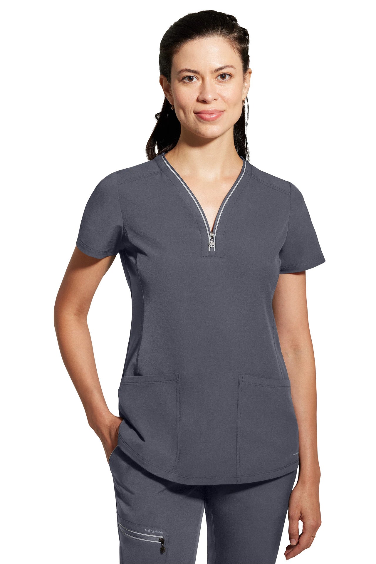 2274 Healing Hands HH360 Sonia Zipper Neckline Scrub Tops (XS - 2XL)