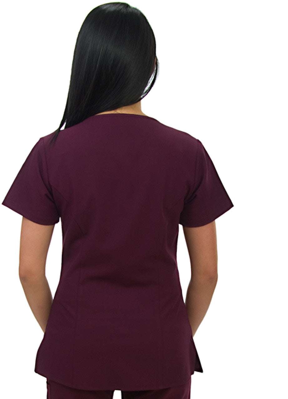 E232T Excel 4-Way Stretch Gold Zipper Scrubs Spa Top  (XXS - 2XL)