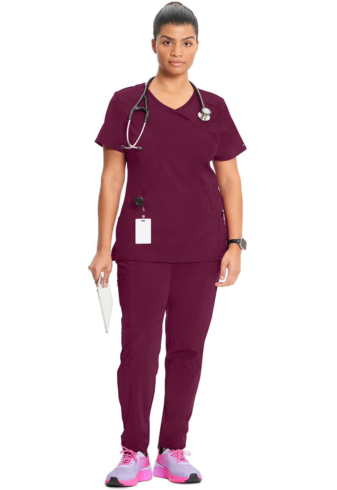 2625A Cherokee Infinity Mock Wrap Top Certainty Antimicrobial Stretch (XXS - 5XL)