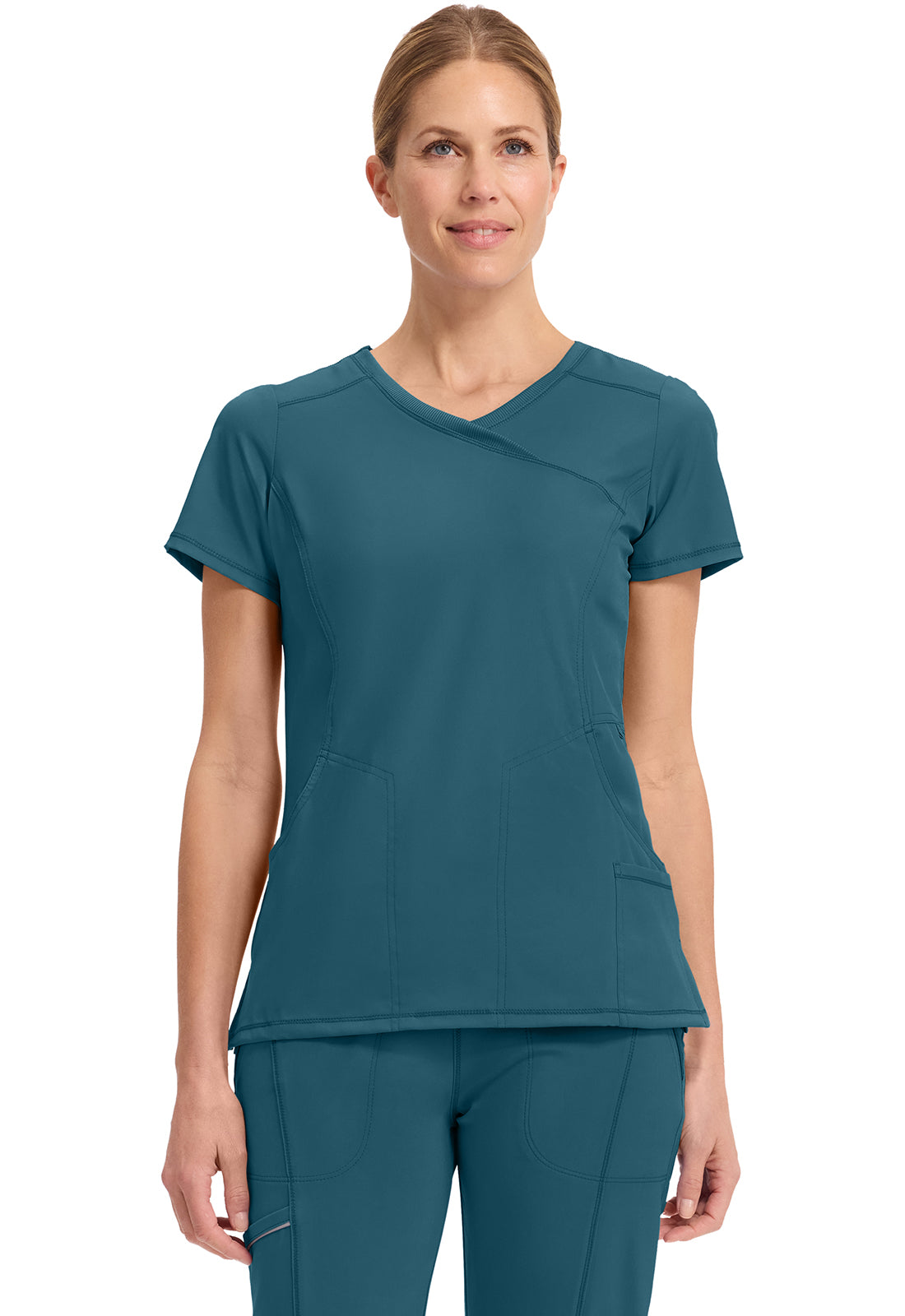 2625A Cherokee Infinity Mock Wrap Top Certainty Antimicrobial Stretch (XXS - 5XL)