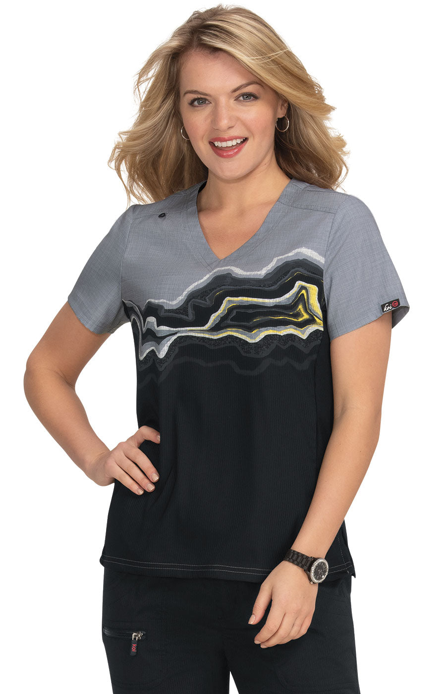 370PLM-AGD Koi Reform Print Scrub Top