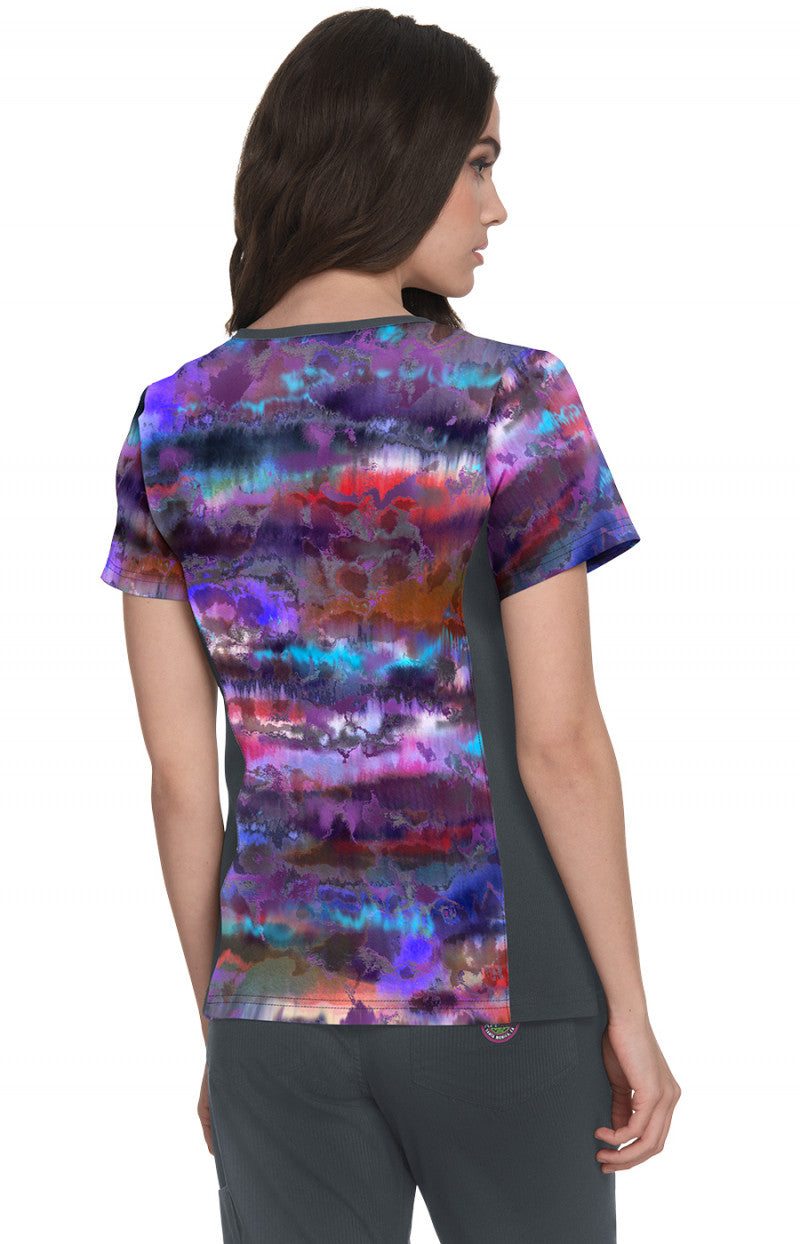 385PR-SHZ Koi Raquel Print Scrub Top - Smokey Hayze