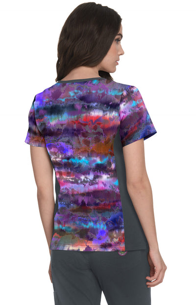 385PR-SHZ Koi Raquel Print Scrub Top - Smokey Hayze
