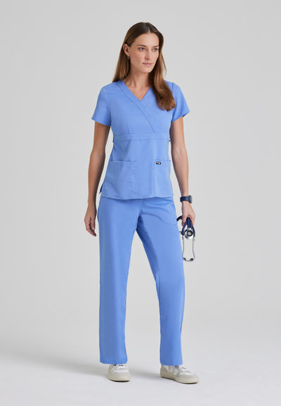 4153 Grey's Anatomy 3 Pocket Cross Over Riley Scrub Top (XXS - 5XL)