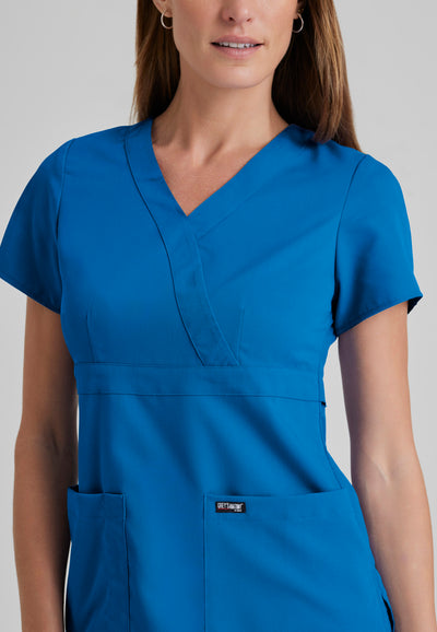 4153 Grey's Anatomy 3 Pocket Cross Over Riley Scrub Top (XXS - 5XL)