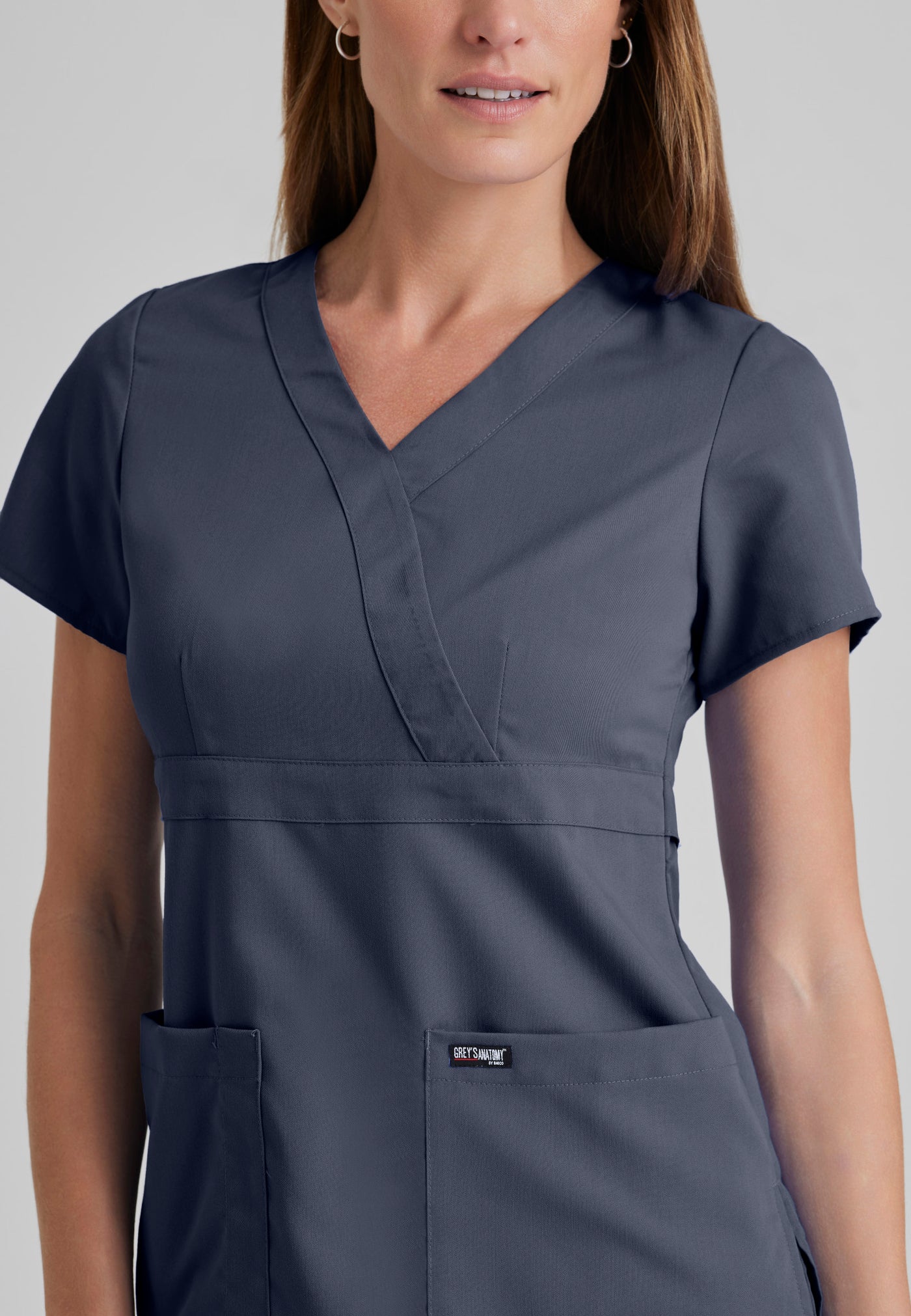 4153 Grey's Anatomy 3 Pocket Cross Over Riley Scrub Top (XXS - 5XL)