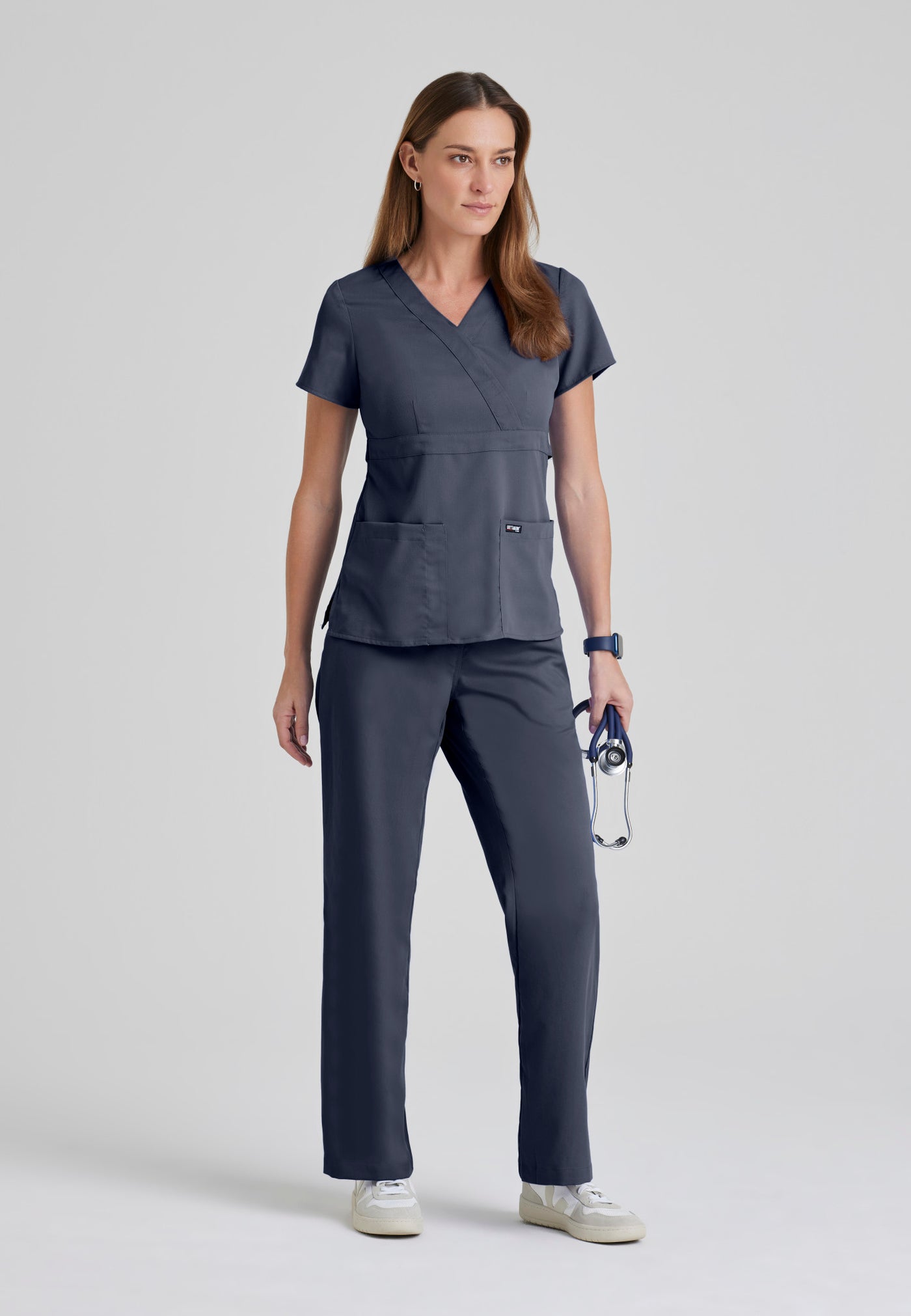 4153 Grey's Anatomy 3 Pocket Cross Over Riley Scrub Top (XXS - 5XL)