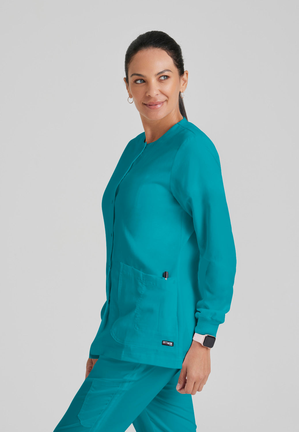 4450 Grey's Anatomy 4 Pocket Round Neck Snap Front Scrub Jacket (XS - 5XL)