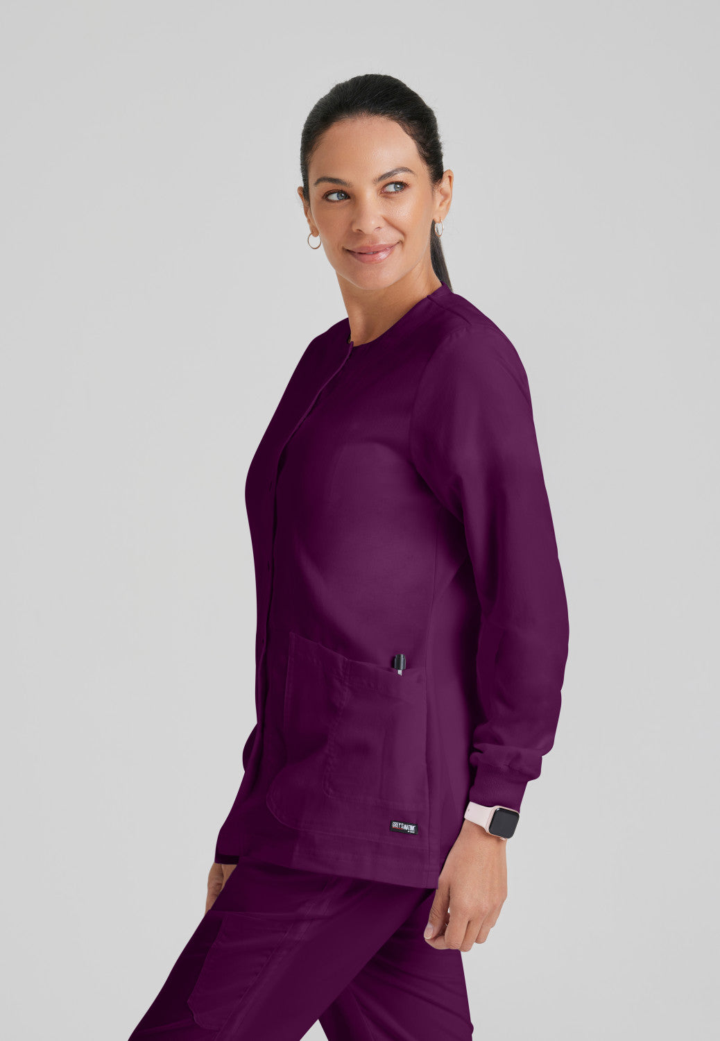 4450 Grey's Anatomy 4 Pocket Round Neck Snap Front Scrub Jacket (XS - 5XL)