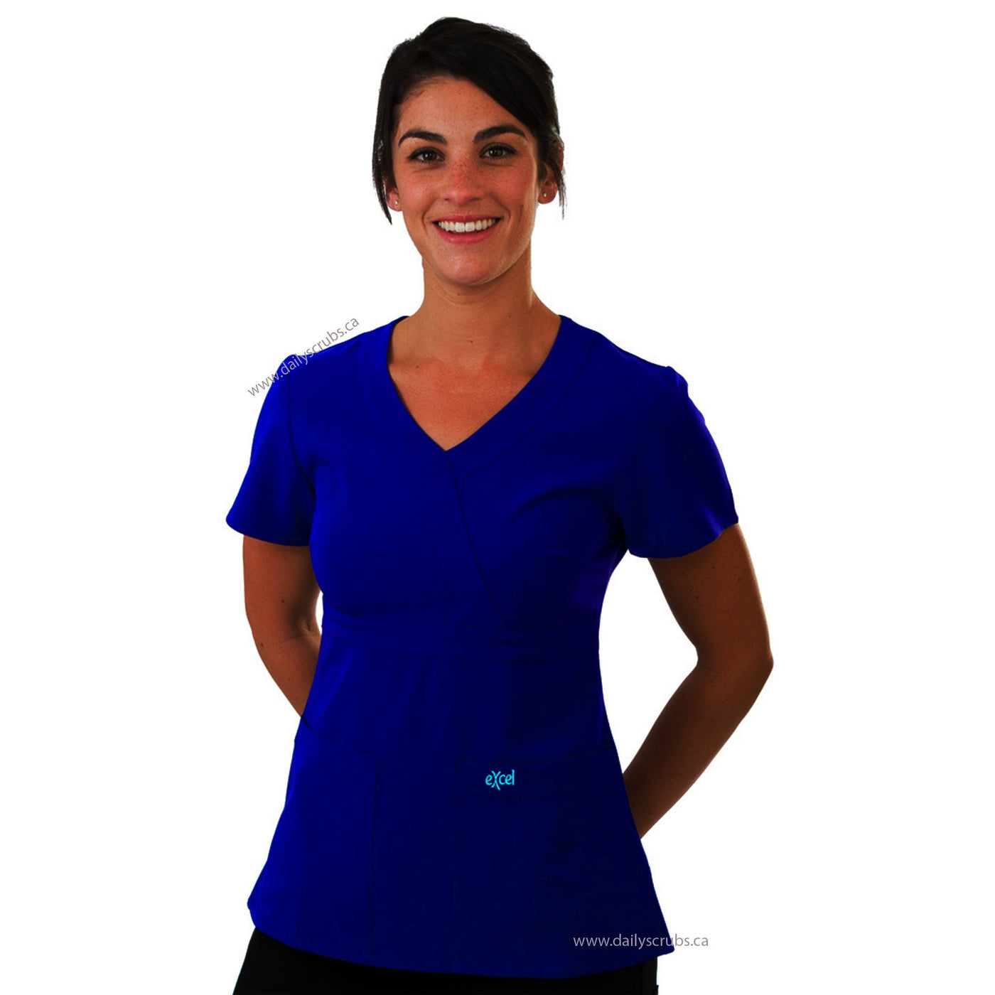 E454T Excel 4-Way Stretch Cross Over Scrub Top (XXS - 2XL)