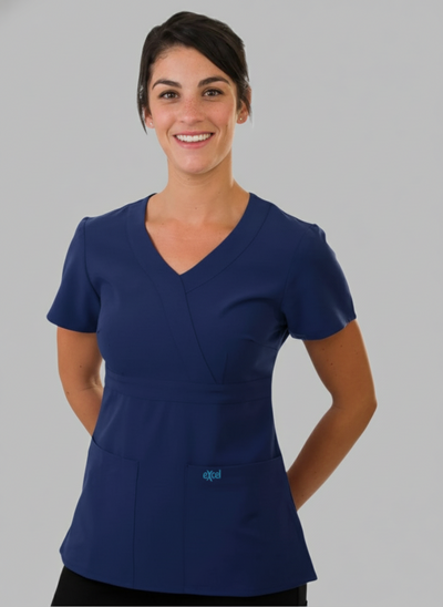 E454T Excel 4-Way Stretch Cross Over Scrub Top (XXS - 2XL)