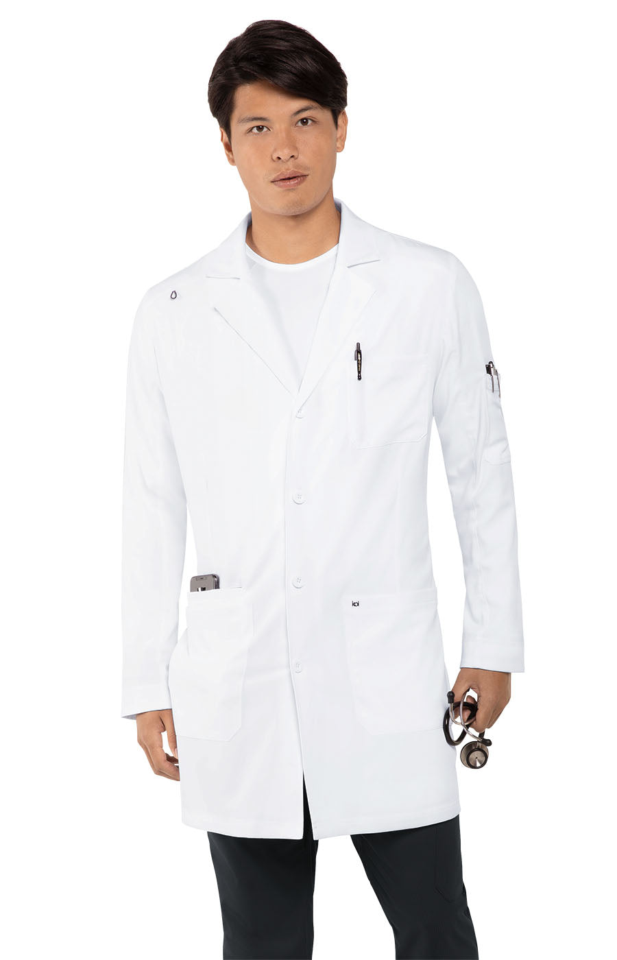 456 Koi His Everyday White 38" Men Lab Coat (XS - 5XL)