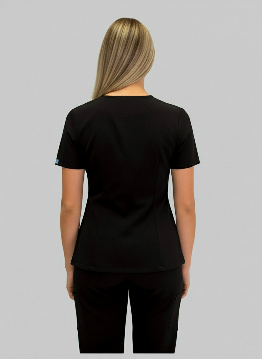 E575T Excel 4-Way Stretch Asymmetrical Zipper Scrubs Spa Top (XXS