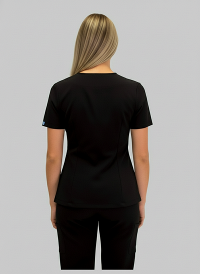E575T Excel 4-Way Stretch Asymmetrical Zipper Scrubs Spa Top  (XXS - 2XL)