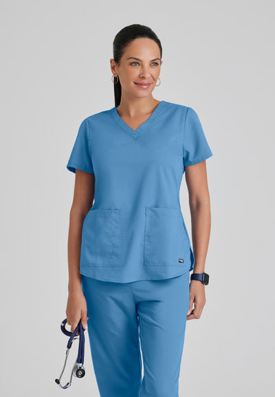 71166  Grey's Anatomy 2 Pocket V-Neck Top Women's Aubrey Scrubs (XS - 5XL)