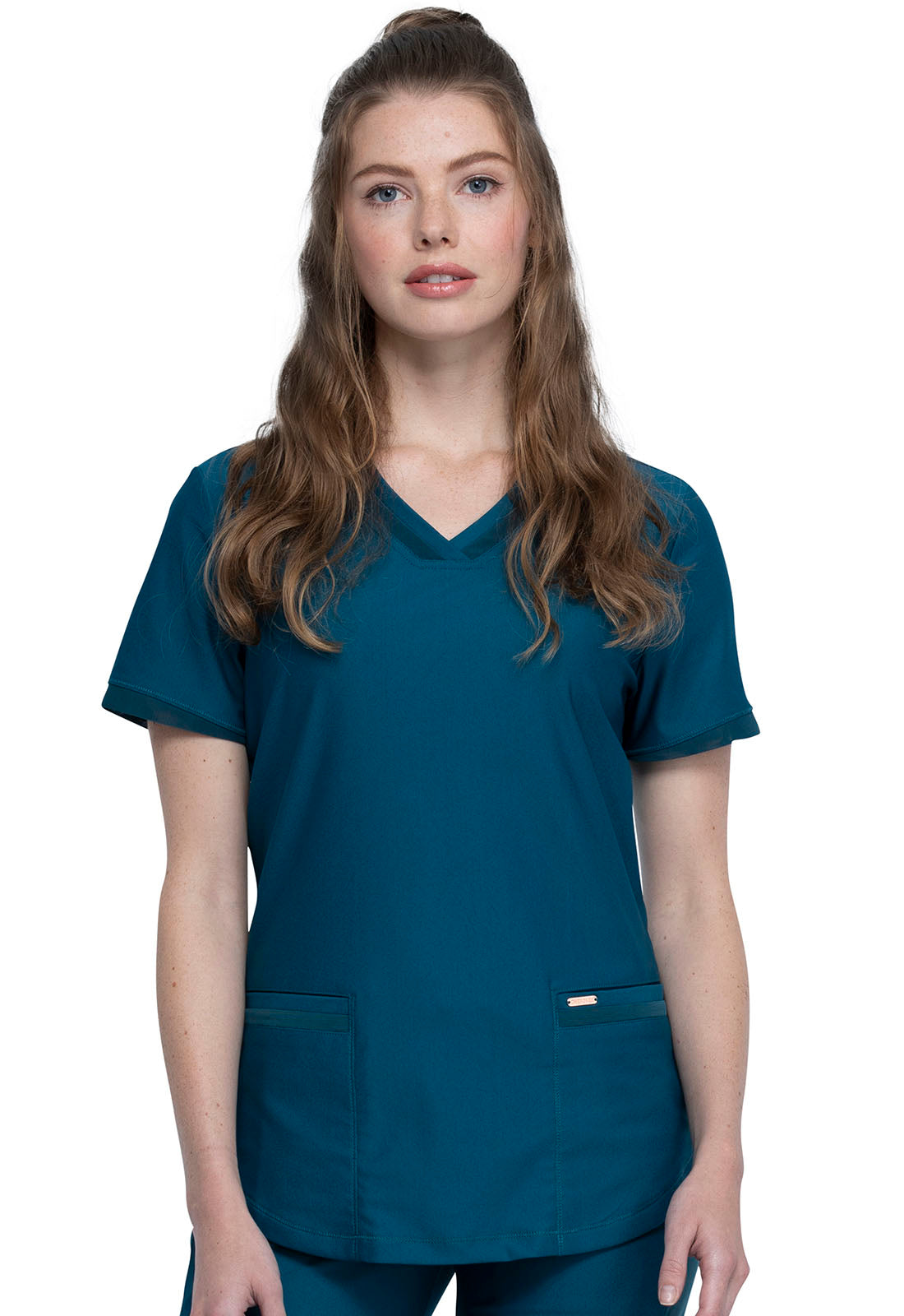 CK840+CK095 Cherokee Form 360º Stretch Scrub Top with Midrise Tapered Leg Pants  (XXS - 3XL)