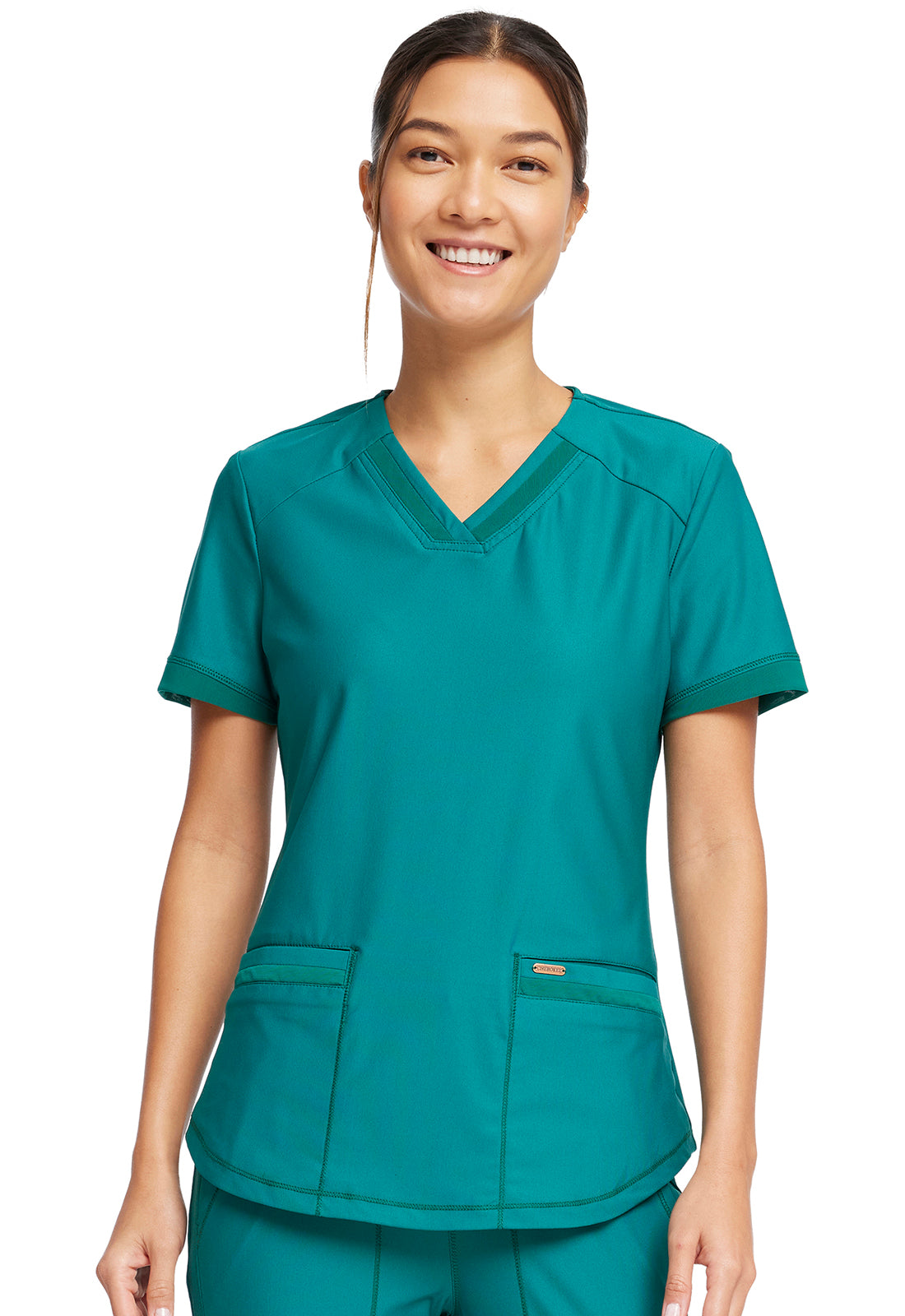 CK840+CK095 Cherokee Form 360º Stretch Scrub Top with Midrise Tapered Leg Pants  (XXS - 3XL)