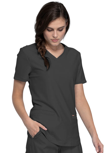 CK840 Cherokee Form 360º Stretch Curved Hemline V-Neck Top (XXS - 3XL)