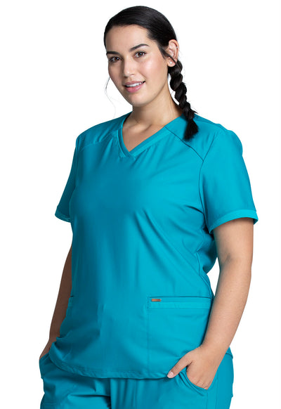 CK840+CK095 Cherokee Form 360º Stretch Scrub Top with Midrise Tapered Leg Pants  (XXS - 3XL)