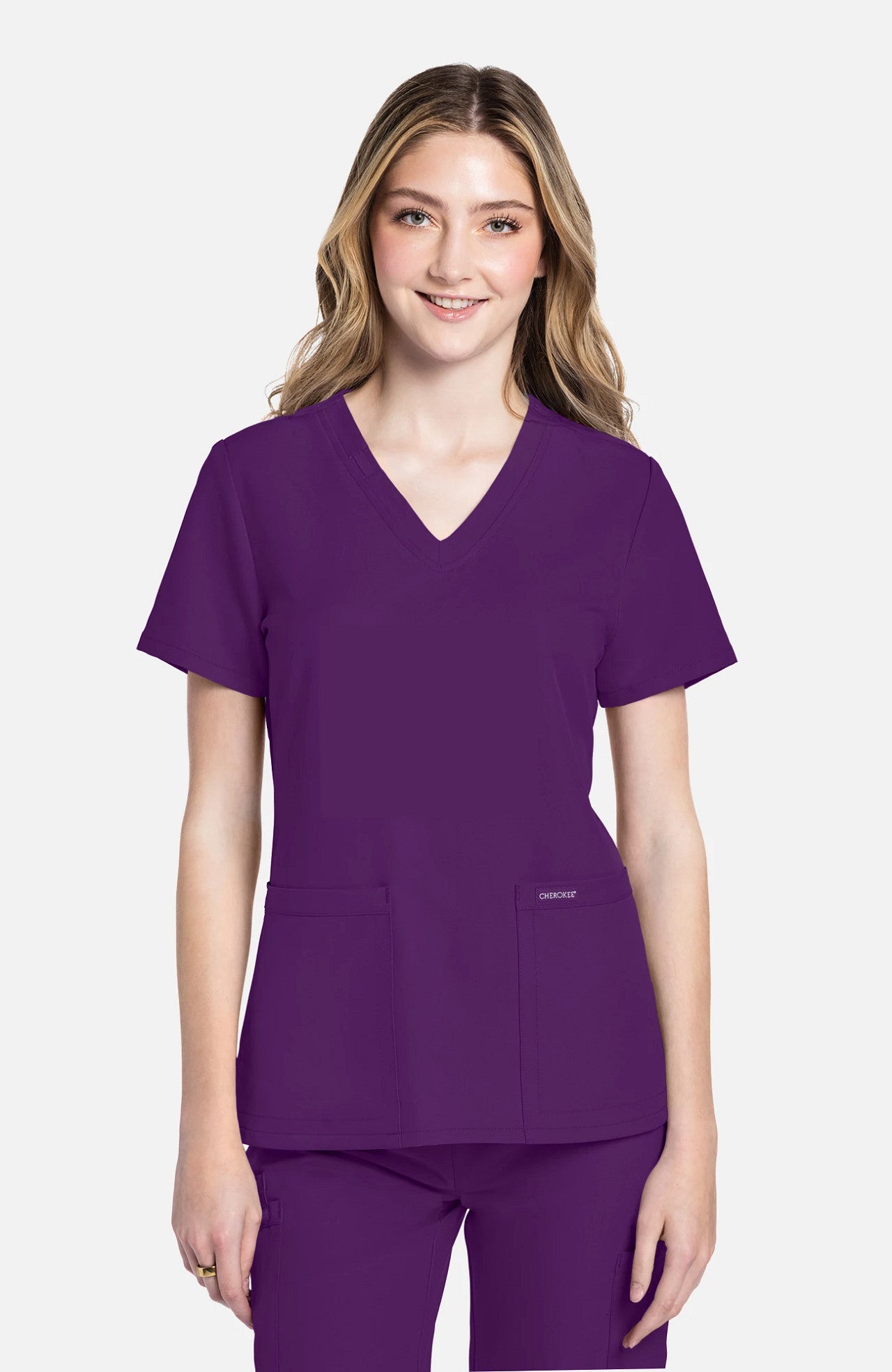 CK953 Cherokee Workwear Ultra Women 2 Pockets V-Neck Top (XXS - 5XL)