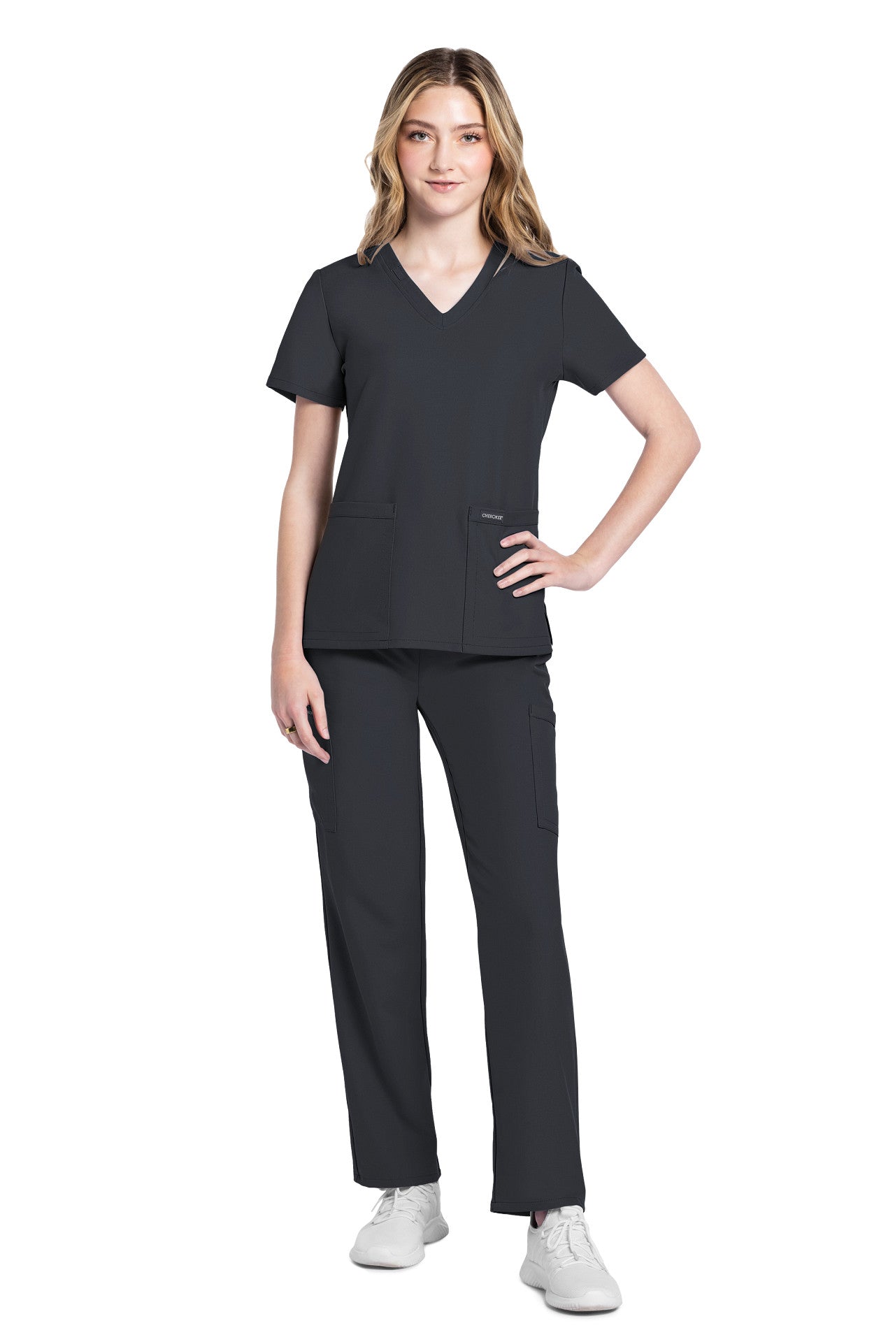 CK953 Cherokee Workwear Ultra Women 2 Pockets V-Neck Top (XXS - 5XL)