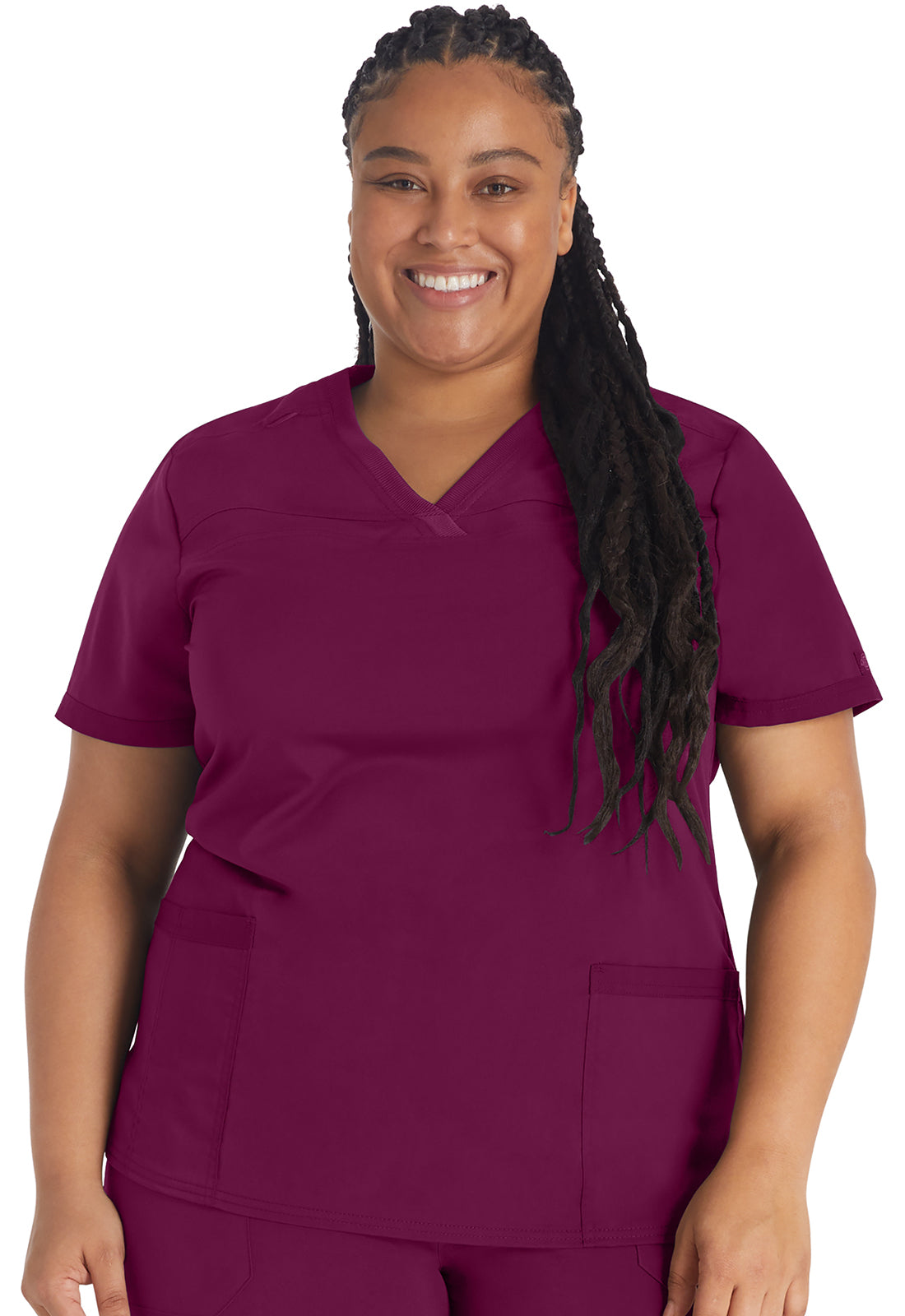 DK870 Dickies Balance V-Neck Rib Knit Panel Solid Scrub Top (XXS - 5XL)