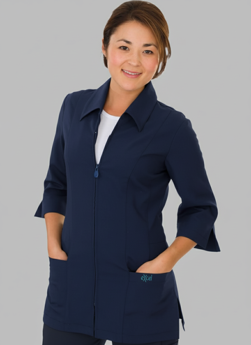 E835J Excel Two-Ways Zipper Spa Uniform - 4 Way-Stretch (XXS - 3XL)