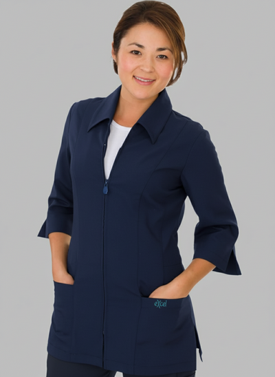 E835J Excel Two-Ways Zipper Spa Uniform - 4 Way-Stretch (XXS - 3XL)