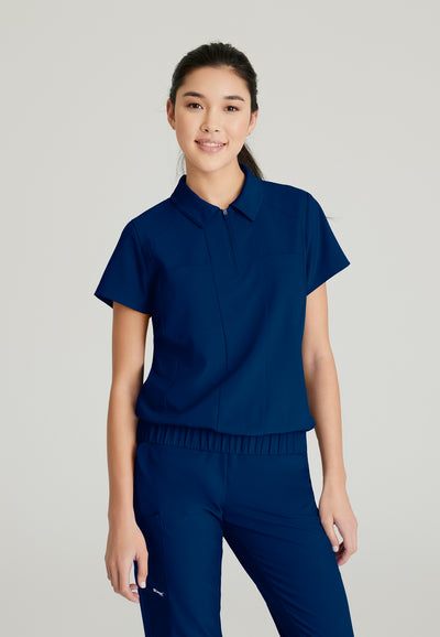 GSST215 Grey's Anatomy Scrub Evolve Perseverance Zip Neck Banded Waist  Scrub Top (XXS - 3XL)