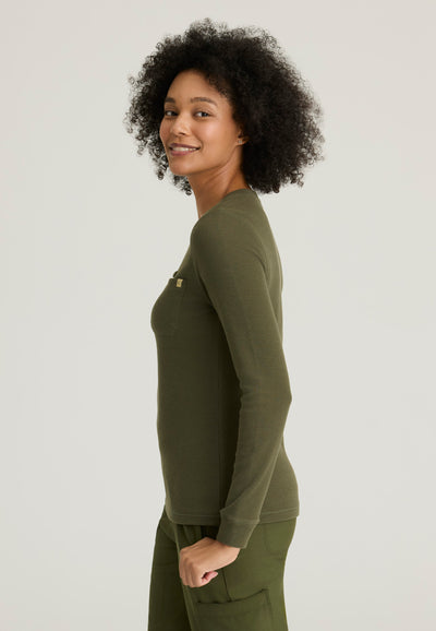 GSST257 Grey's Anatomy Scrub Evolve Wanderlust Waffle Knit Scrub Thermal Top (XXS - 3XL)