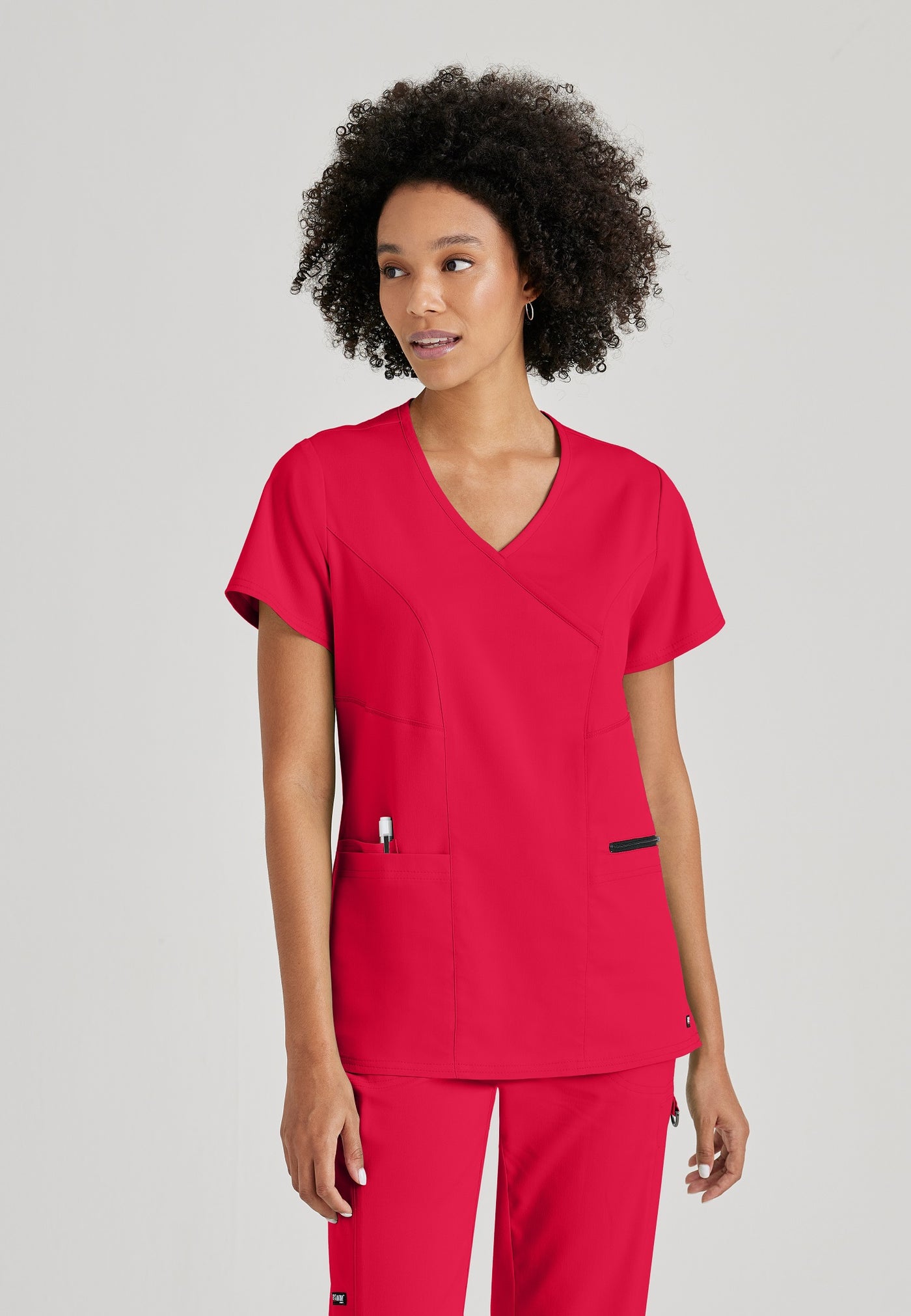 daily scrubs, nursing scrub top in red