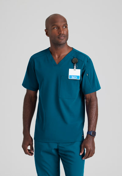 GRST079 Grey's Anatomy Spandex Stretch Murphy Men's Scrub Top (XS - 5XL)