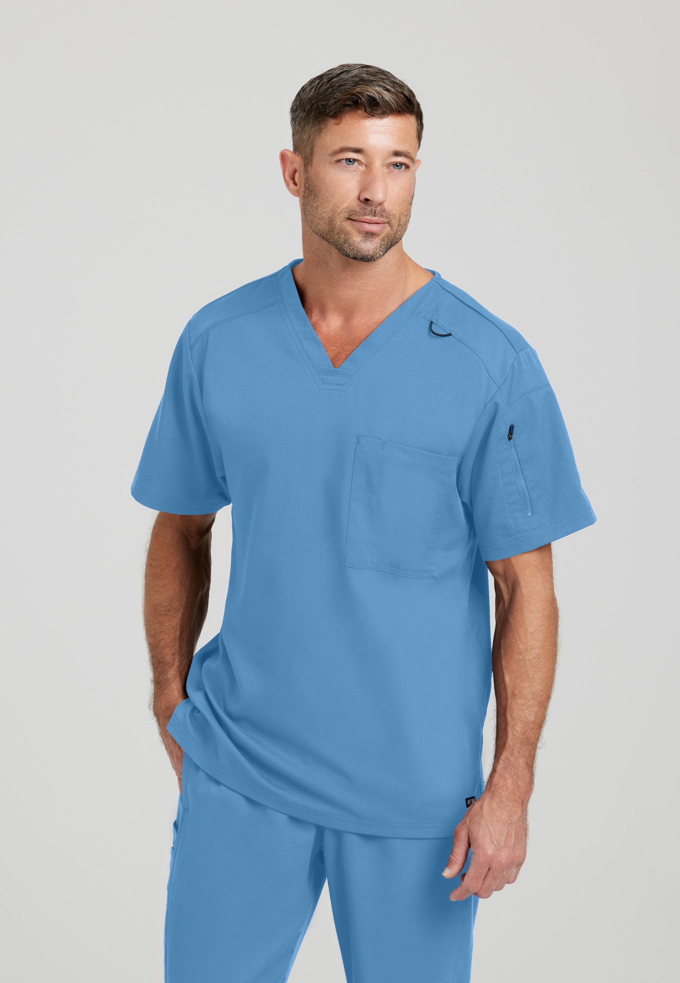 GRST079 Grey's Anatomy Spandex Stretch Murphy Men's Scrub Top (XS - 5XL)