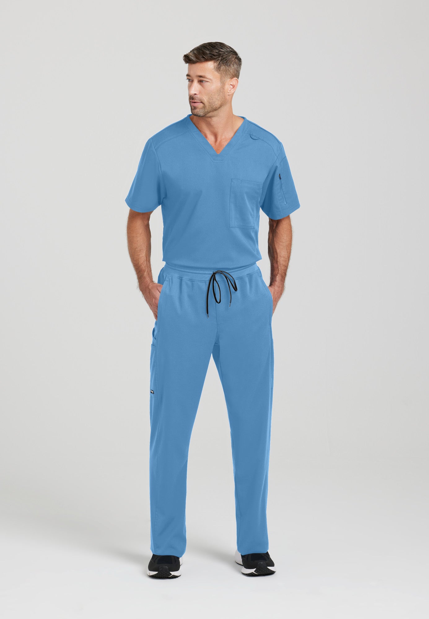 GRST079 Grey's Anatomy Spandex Stretch Murphy Men's Scrub Top (XS - 5XL)