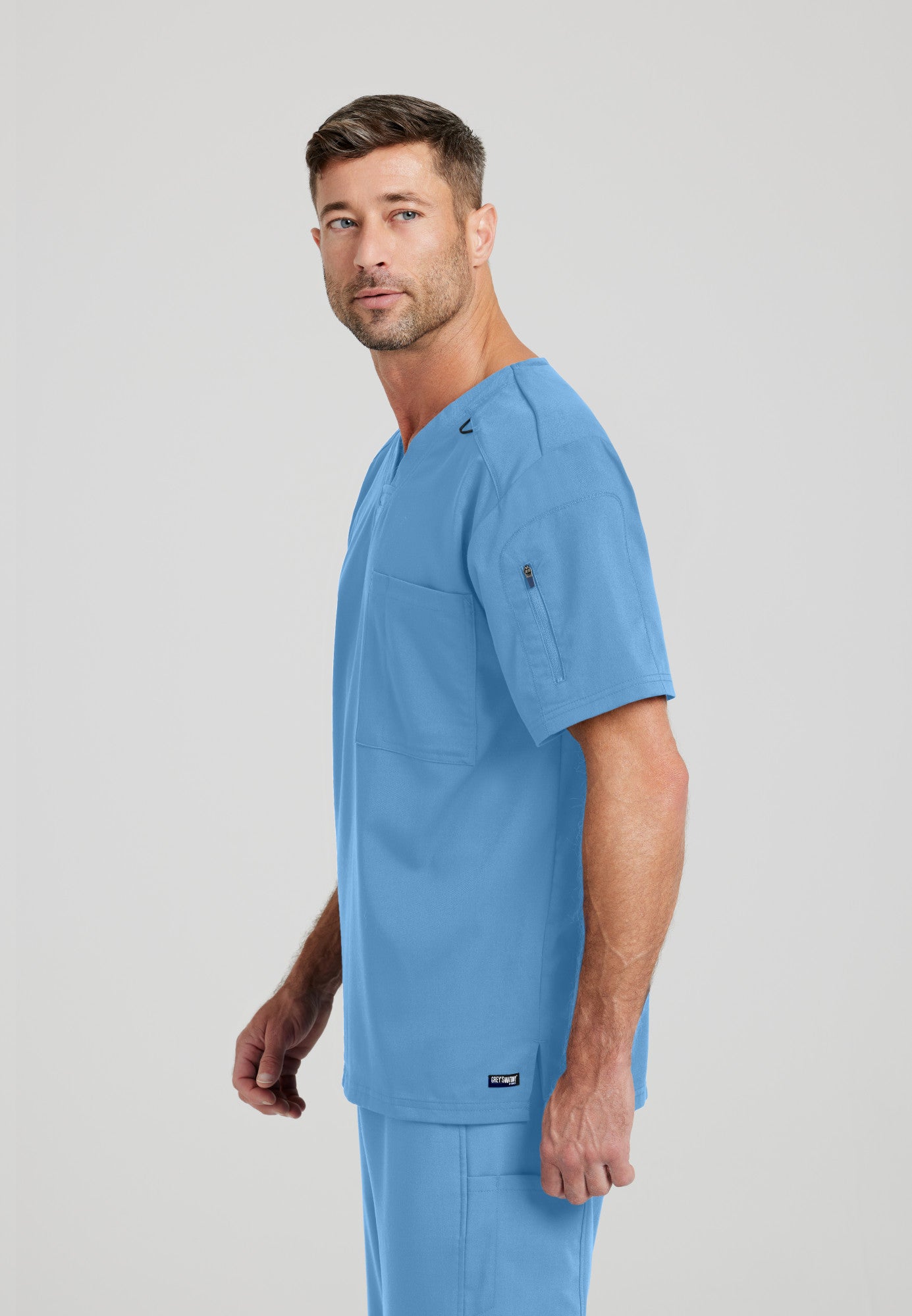 GRST079 Grey's Anatomy Spandex Stretch Murphy Men's Scrub Top (XS - 5XL)