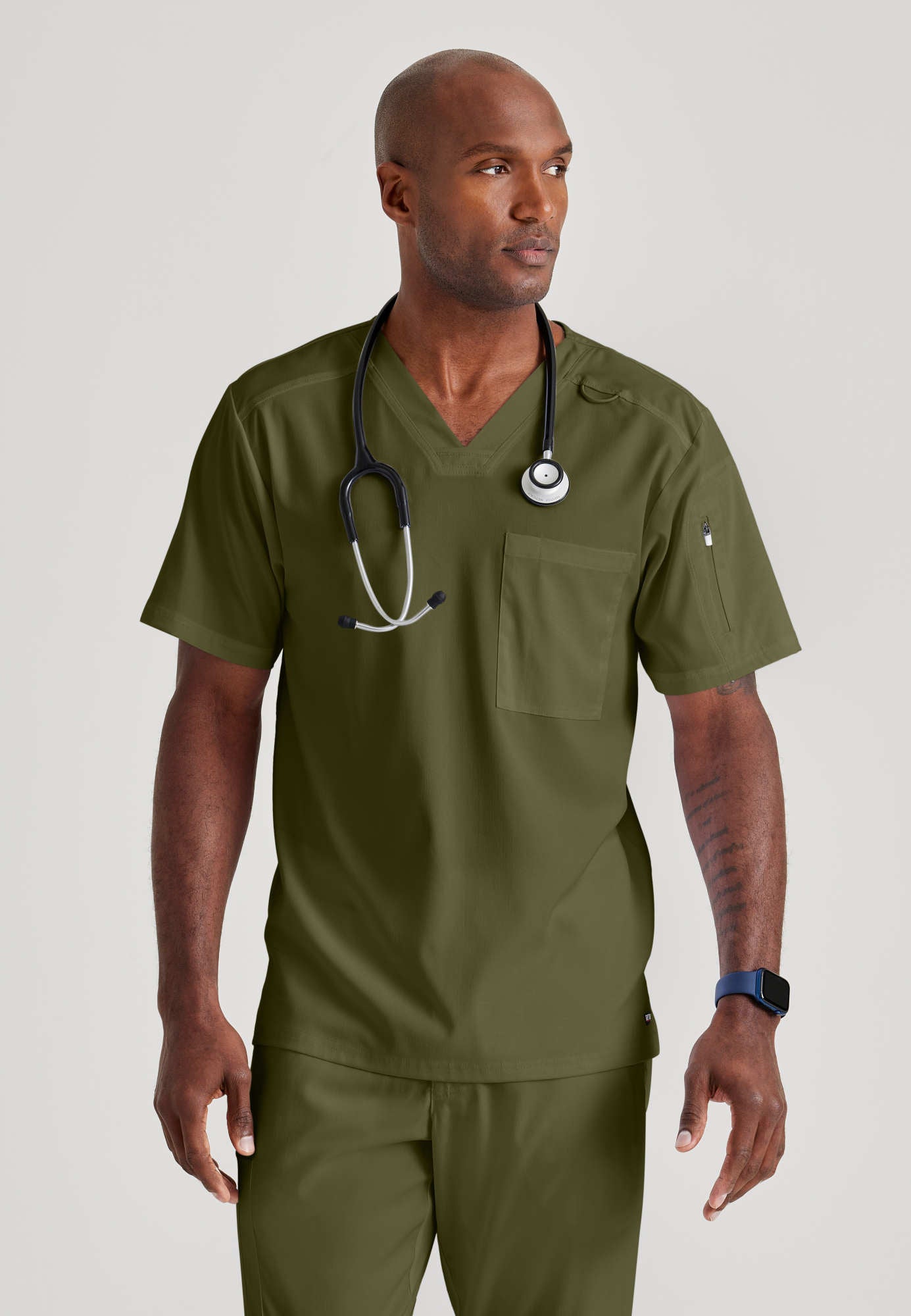 GRST079 Grey's Anatomy Spandex Stretch Murphy Men's Scrub Top (XS - 5XL)