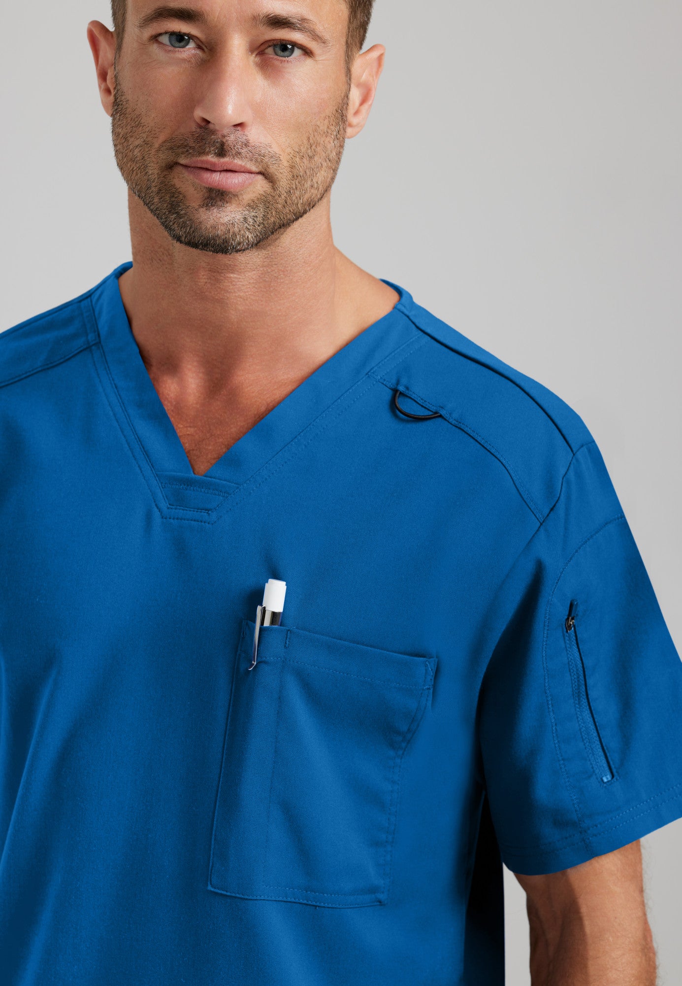 GRST079 Grey's Anatomy Spandex Stretch Murphy Men's Scrub Top (XS - 5XL)