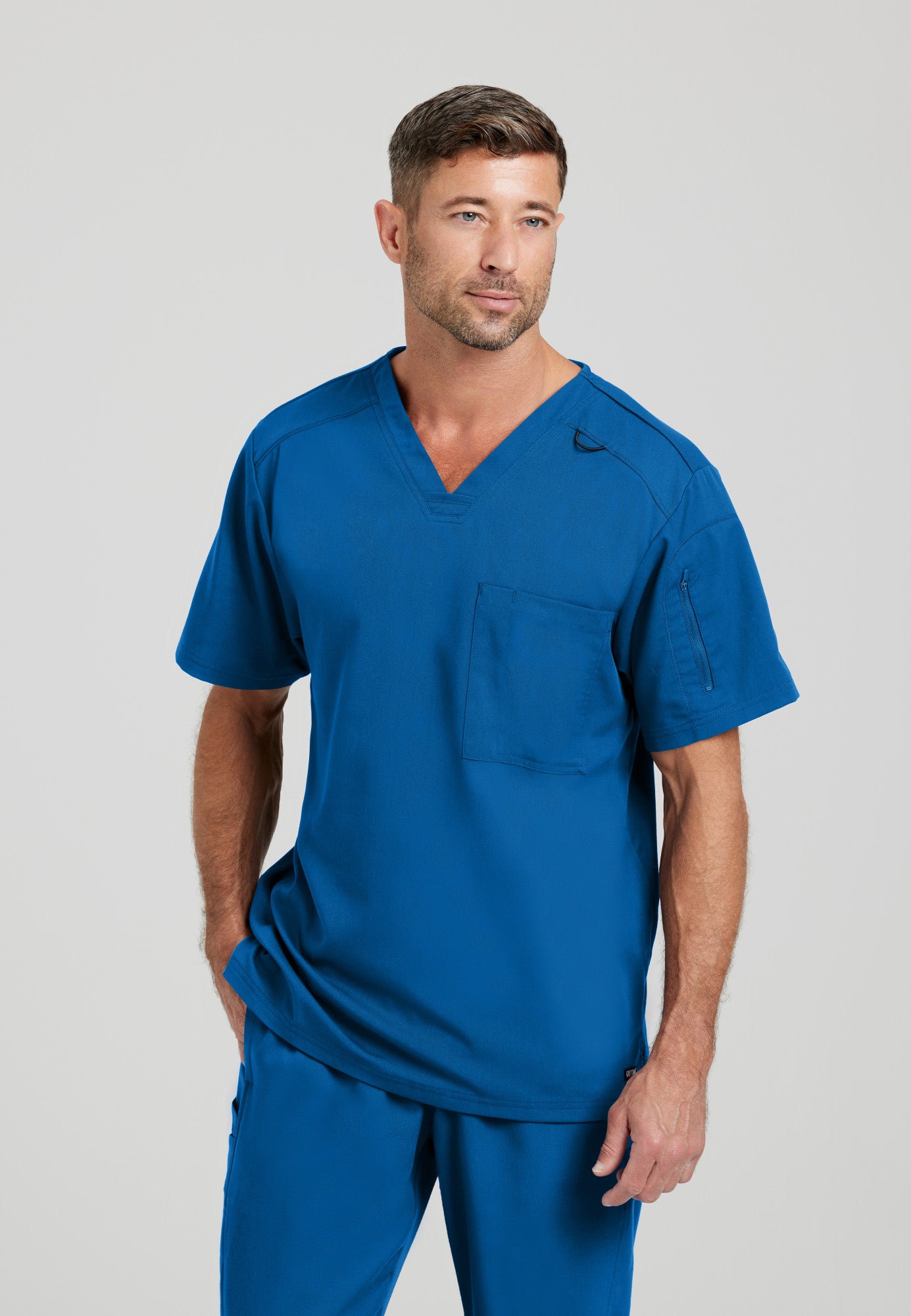 GRST079 Grey's Anatomy Spandex Stretch Murphy Men's Scrub Top (XS - 5XL)