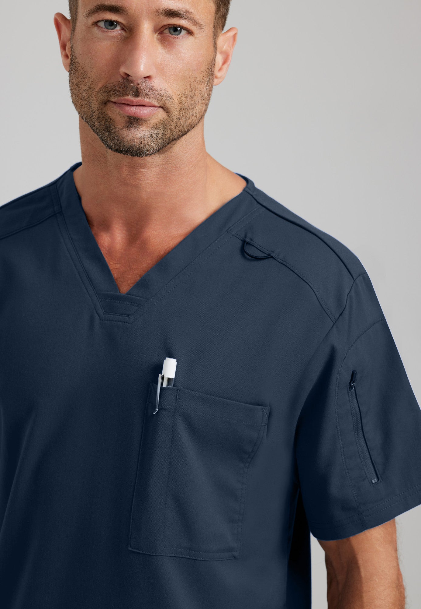 GRST079 Grey's Anatomy Spandex Stretch Murphy Men's Scrub Top (XS - 5XL)