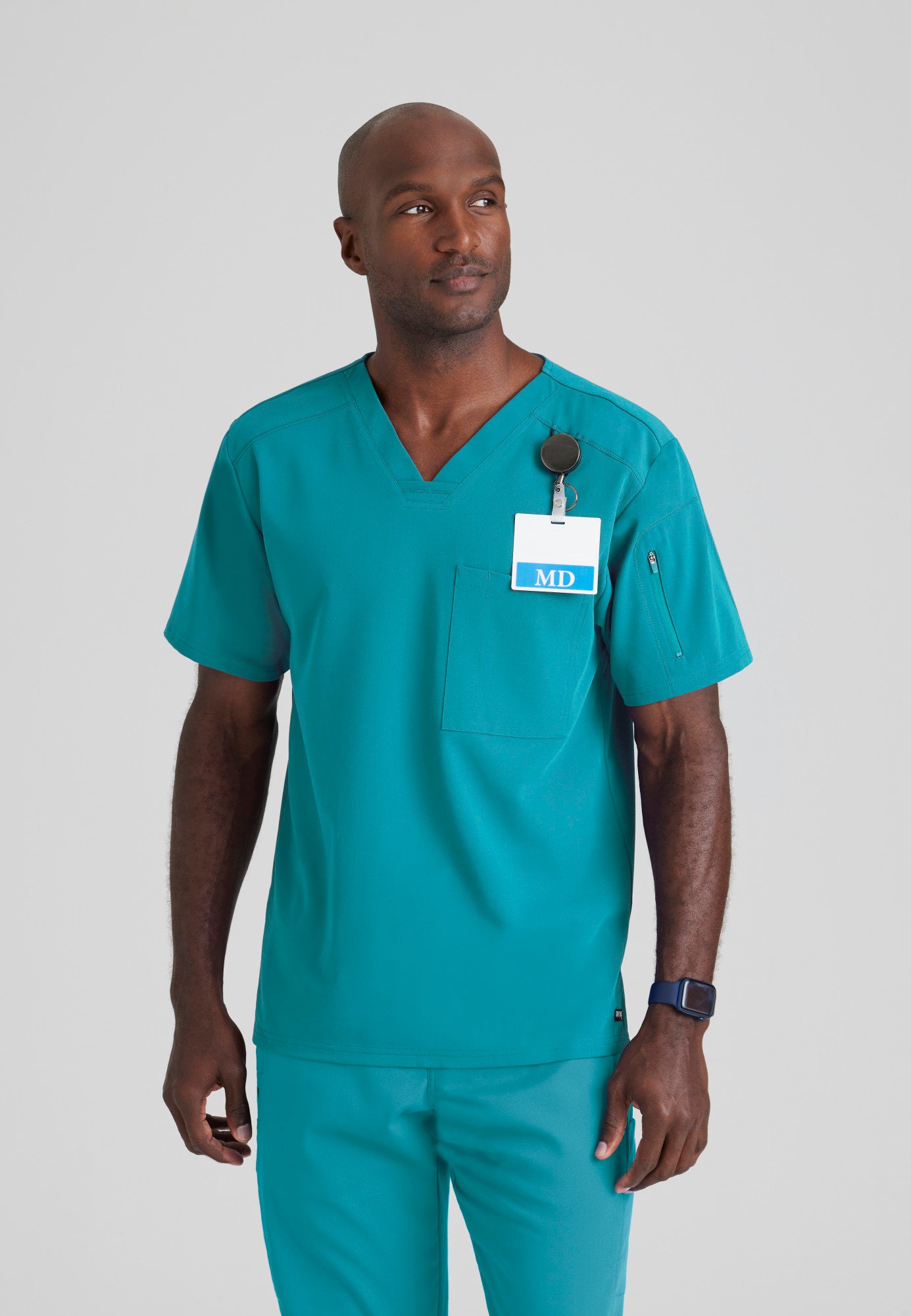 GRST079 Grey's Anatomy Spandex Stretch Murphy Men's Scrub Top (XS - 5XL)