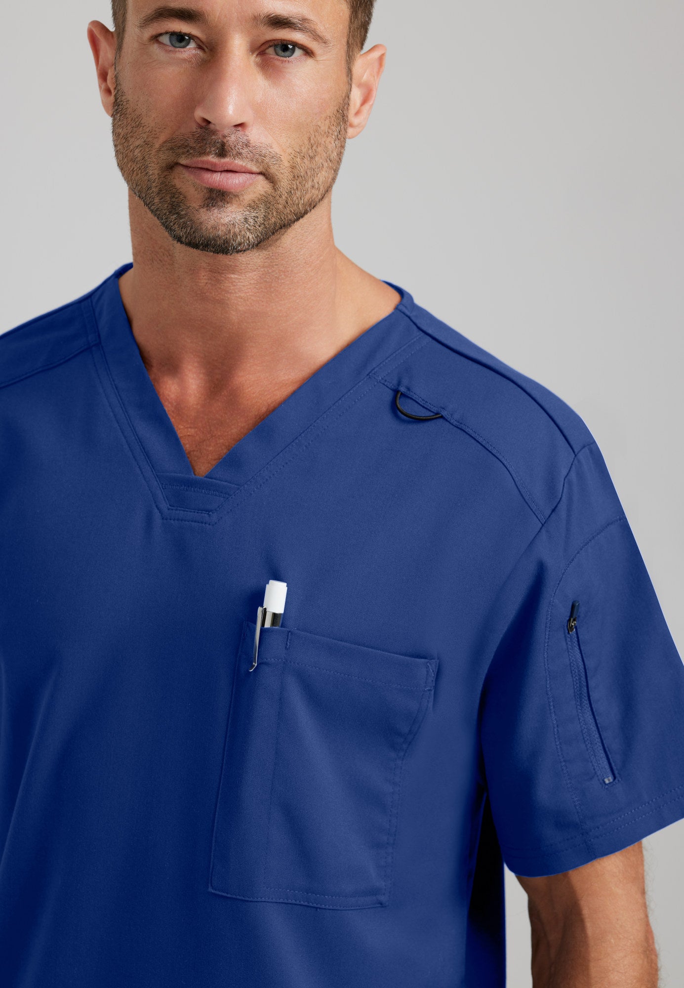 GRST079 Grey's Anatomy Spandex Stretch Murphy Men's Scrub Top (XS - 5XL)