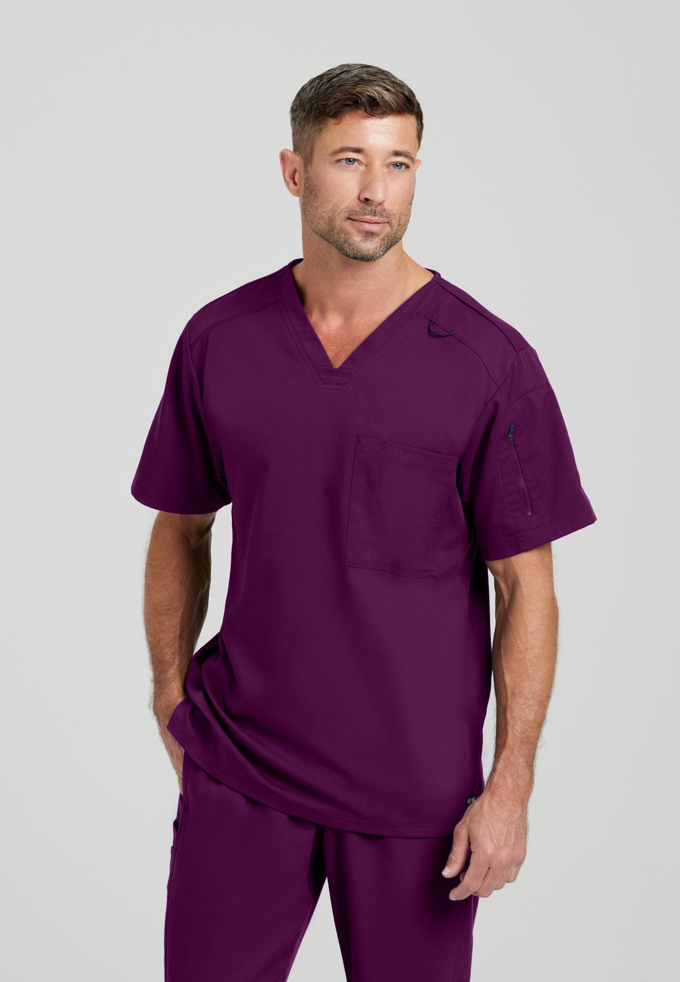 GRST079 Grey's Anatomy Spandex Stretch Murphy Men's Scrub Top (XS - 5XL)